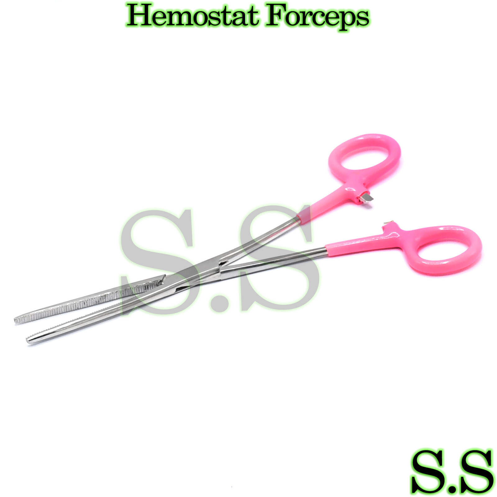 PINK Vinyl Grip Handle Stainless Hemostat Forceps straight Serrated 8"