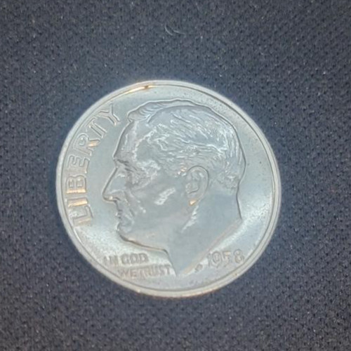 STRIKING 1958 BU Silver Roosevelt Dime with STRONG DDO/DDR on letters and date
