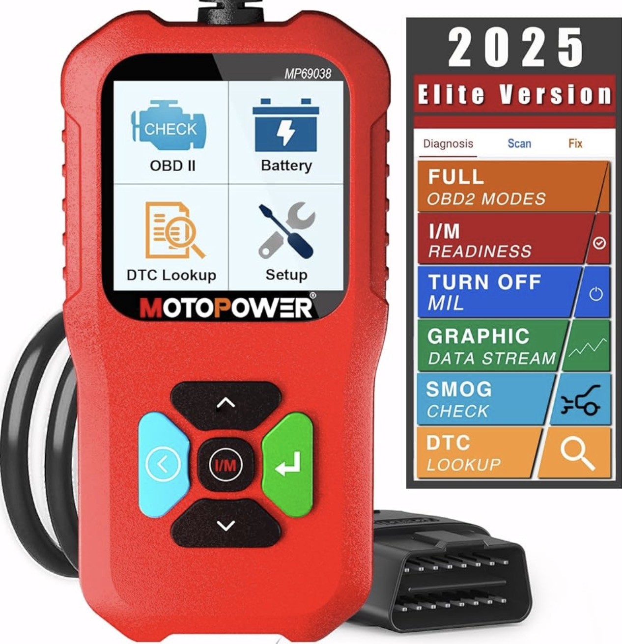 MOTOPOWER MP69038 Car OBD2 Scanner Code Reader Engine Fault Code Read Erase