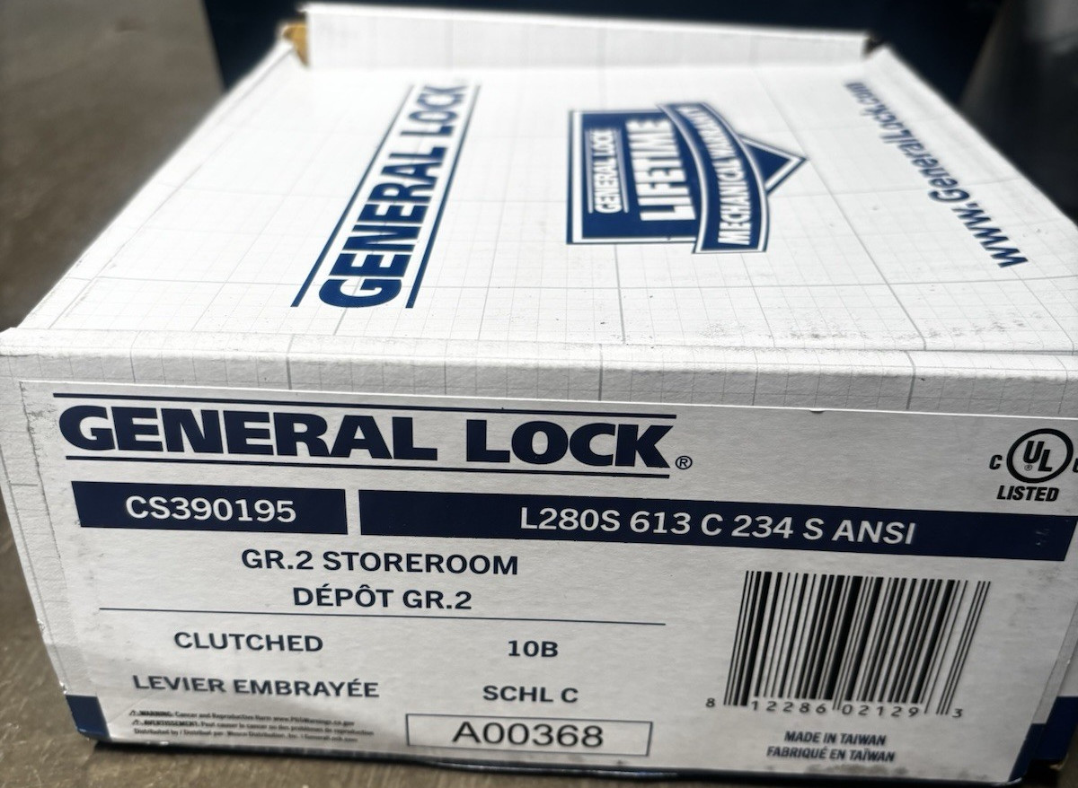 General Lock L280S 613 C 234 S ANSI Commercial Storeroom Lever Handle Black w/ …