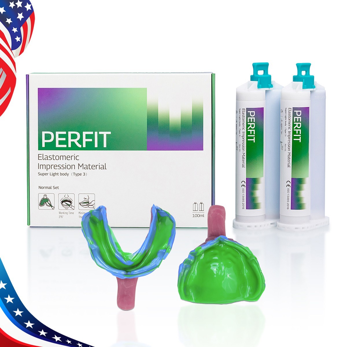 Material de impresión de silicona dental tipo 3, cuerpo súper ligero, juego norm