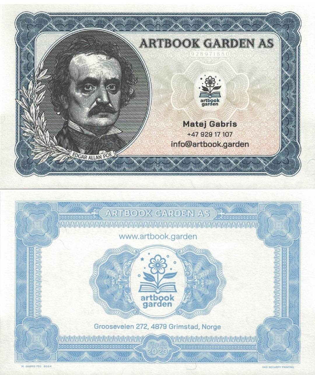Matej Gabris Norway 2023 Business Card Fantasy Banknote BLACK