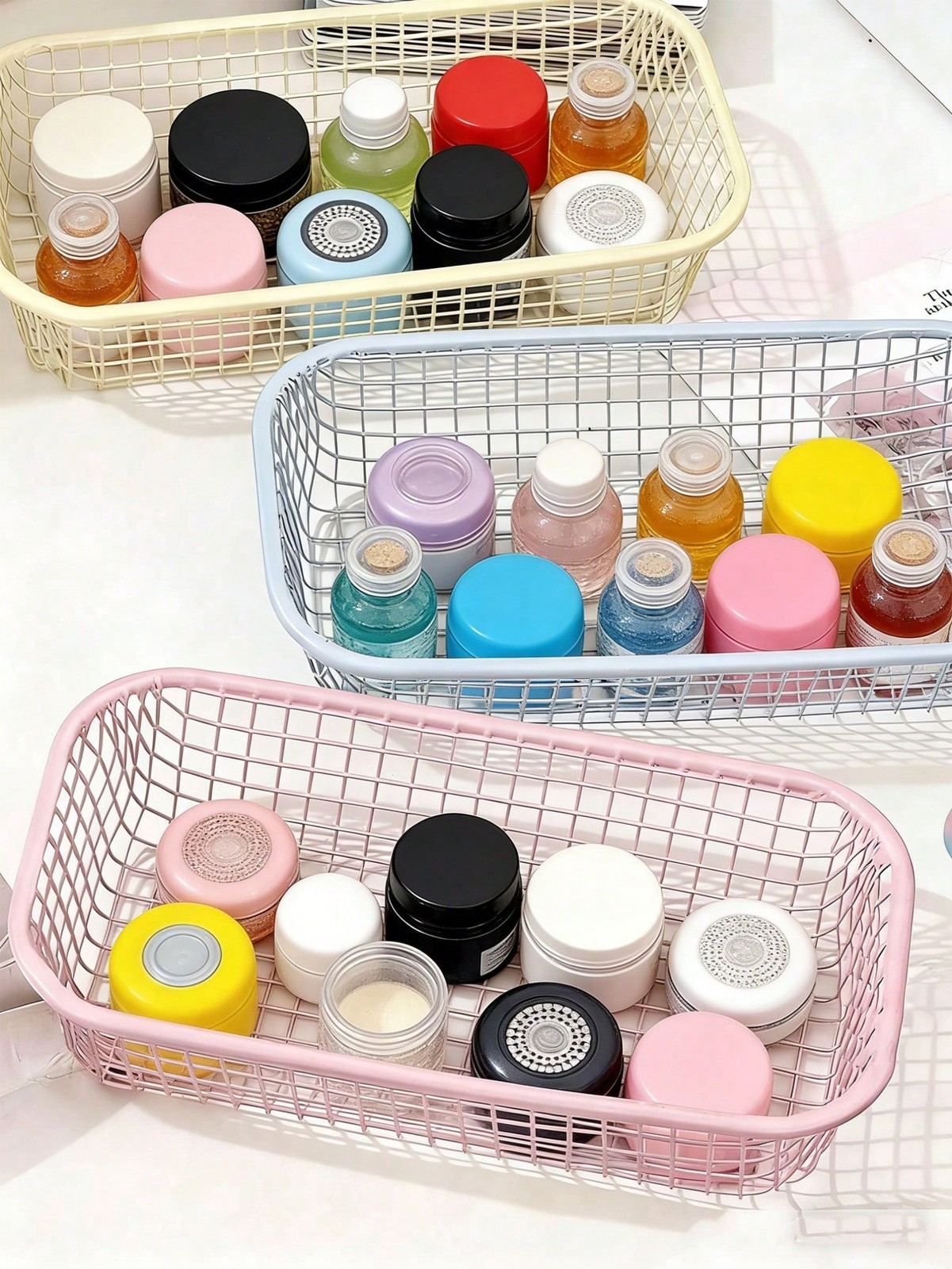 Storage Baskets, Smooth Edge Reinforced Metal Wire Mesh Organizer
