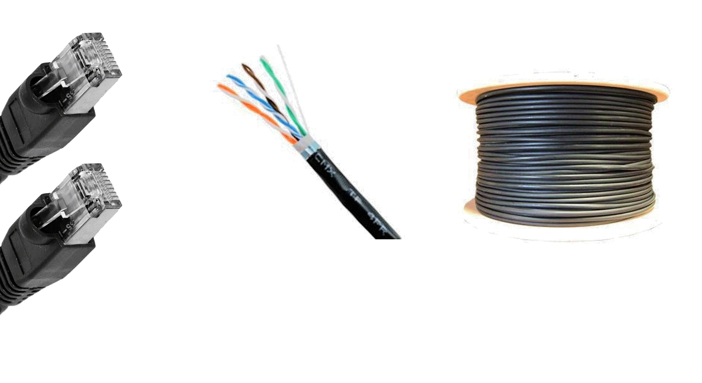 125'FT CAT-6 23AWG OUTDOOR PATCH 600MHz BLACK SHIELDED STP CABLE UV ETHERNET
