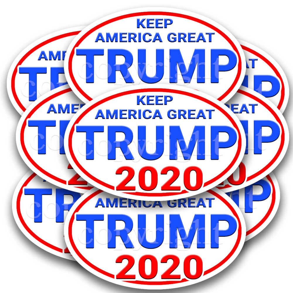 TRUMP 2020 Keep  American Great Bumper Stickers Oval Decals Blue 5" 10 pack WR