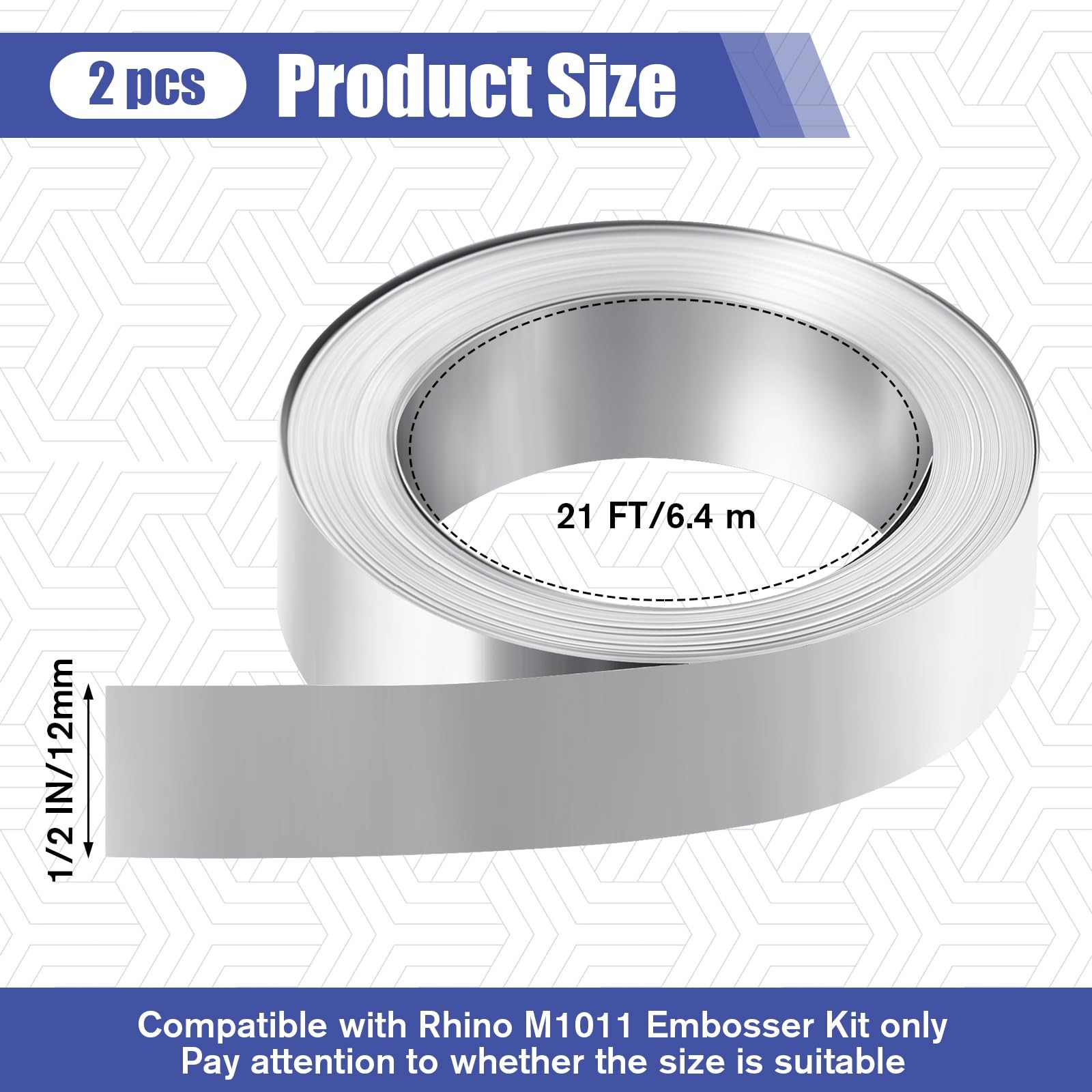 Yaocom 2 Pcs 1/2" x 21 ft Stainless Steel Embossing Tape Compatible with Dymo...