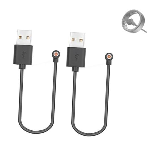 Pcs Magnetic Smart Ring Charger Cable, 4mm 1-Pin Replacement 1 Feet 2 Black