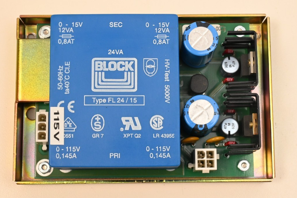MarXperts Mar345 15V Safety Isolating Transformer PCB w/ Block FL 24/15 115VAC
