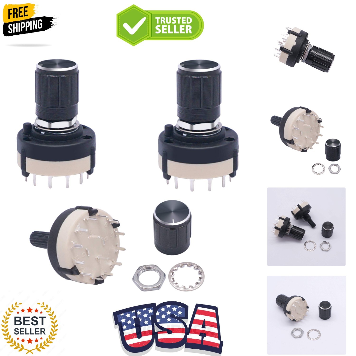 3pcs Rotary Switch RS26 2P12T Band Switch Band Channel Rotary Selector Switch...