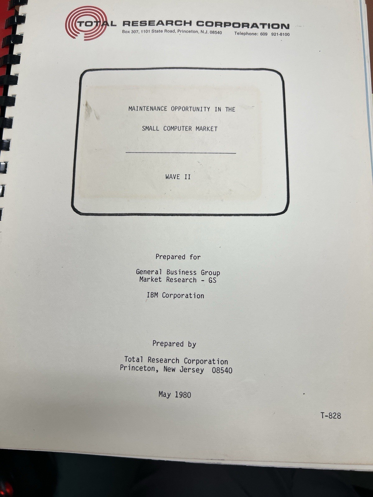 1980 IBM Small Computer Market Maintenance Study Wave II Report