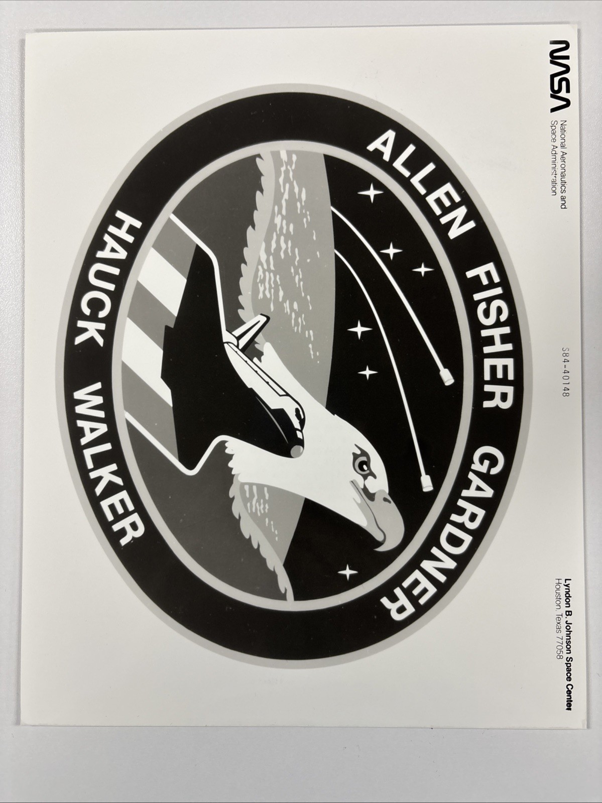 NASA STS 51A Crew Official Insignia Black Numbered Press Photo