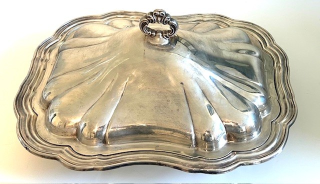Gorham Heritage SIlverplate Fluted Rectangle Covered Serving Dish Tray Plate