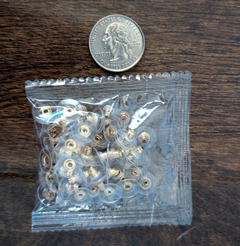 Sealed Pack of 10+ Pairs of Gold Earring Backings