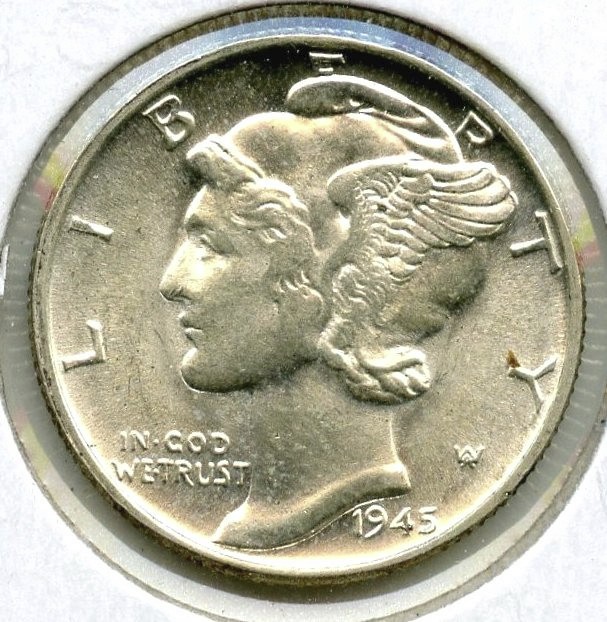 1945 Mercury Silver Dime - Philadelphia Mint - P445