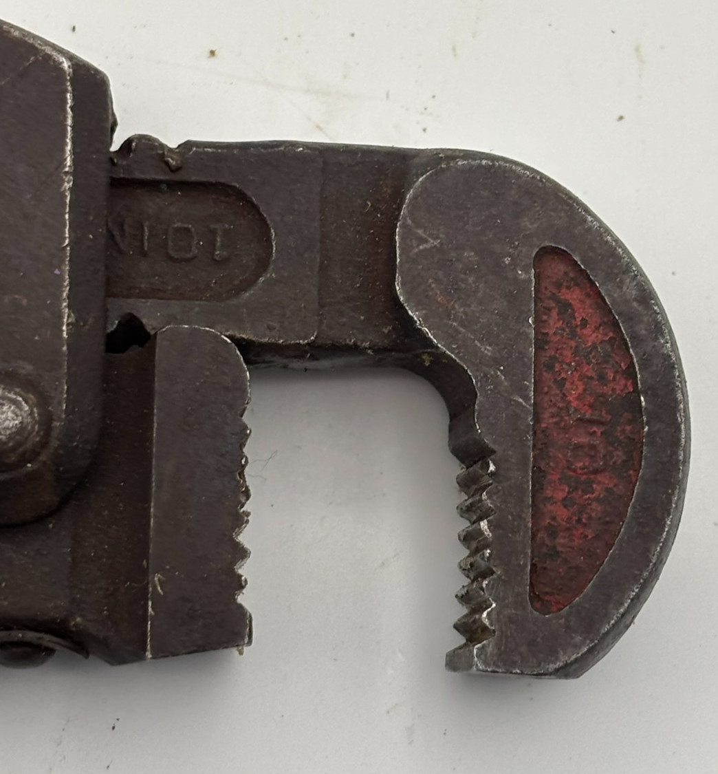 Antique Dunlap Adjustable Pipe Wrench Forged Steel Size 10” Vint. Plumbing Tool