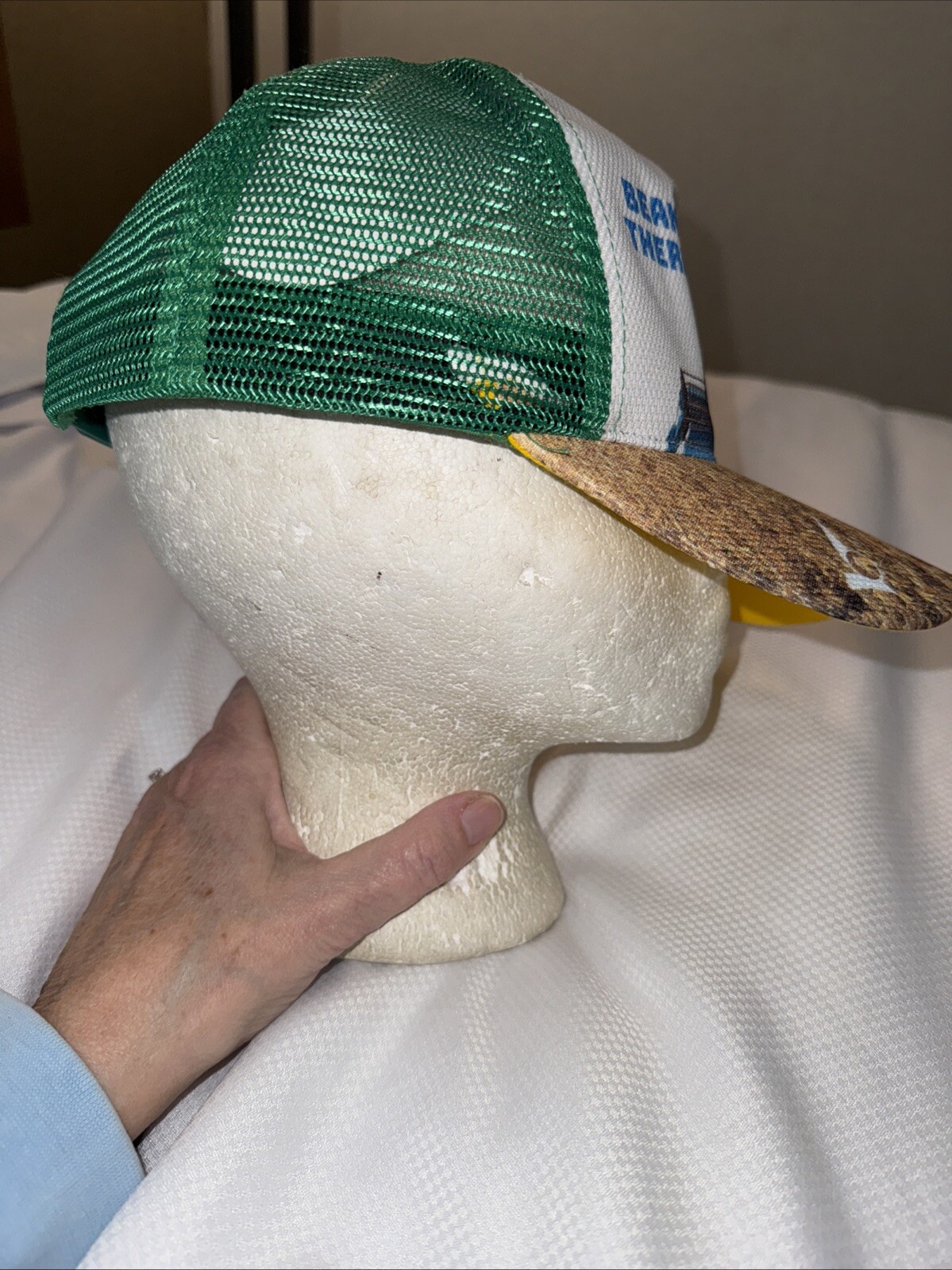 BEAN There Done That White Multicolor trucker Hat Cap Snapback green Mesh EUC