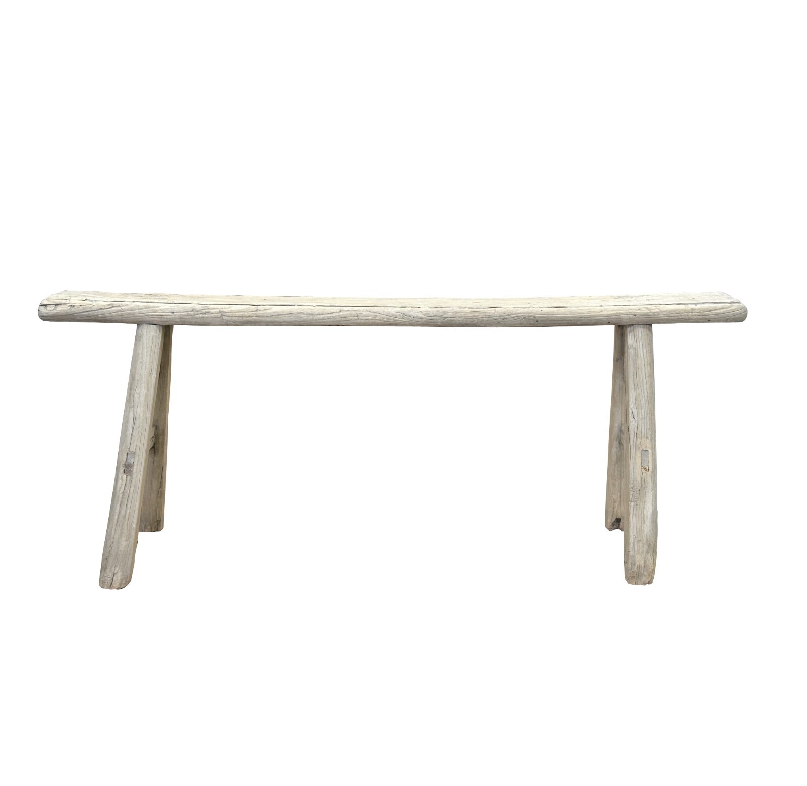 Raw Rough Wood Grain Rectangle Long Slim Stool Bench Side Table ws4630