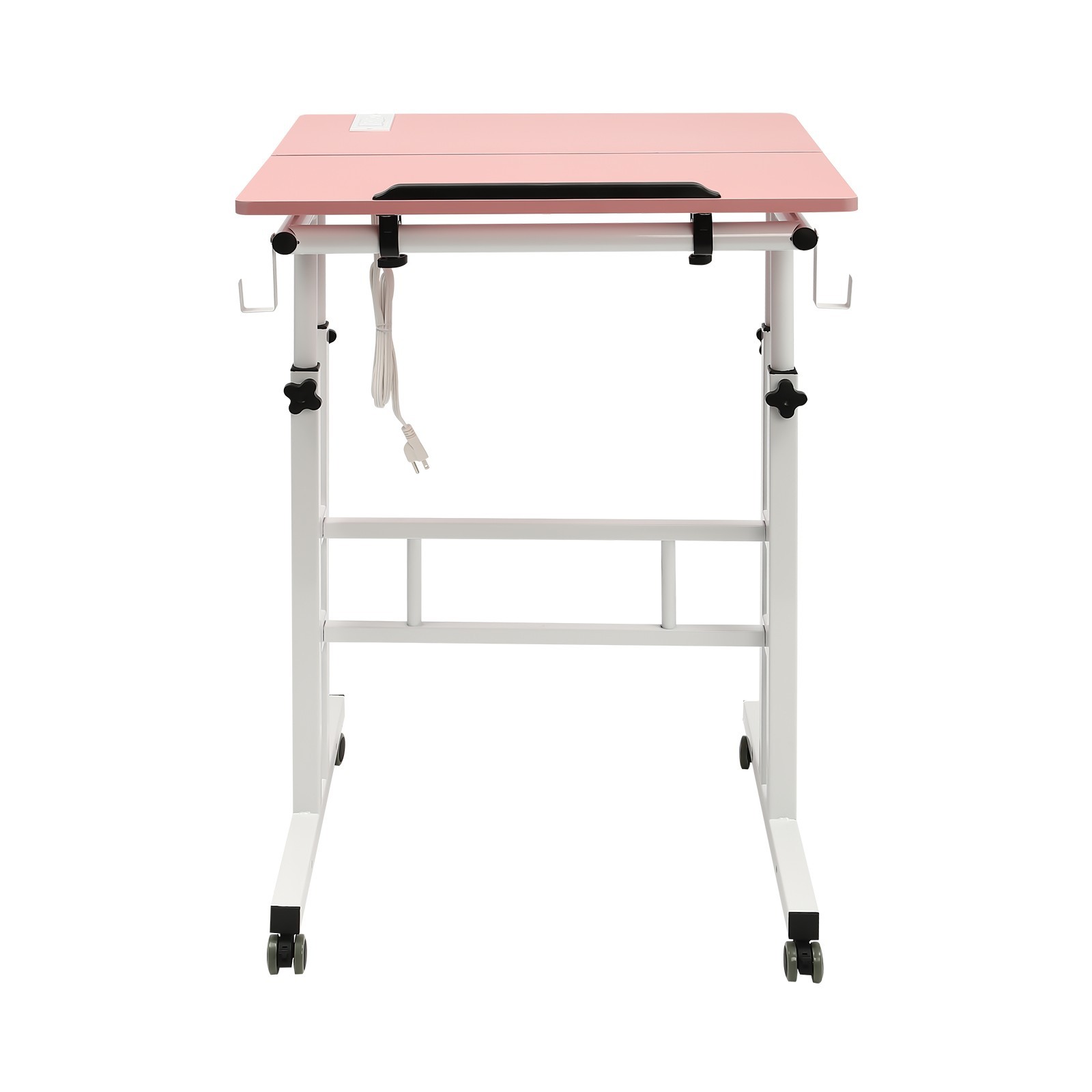 Rolling Laptop Desk Adjustable Height Office Laptop Table Stand up Workstation