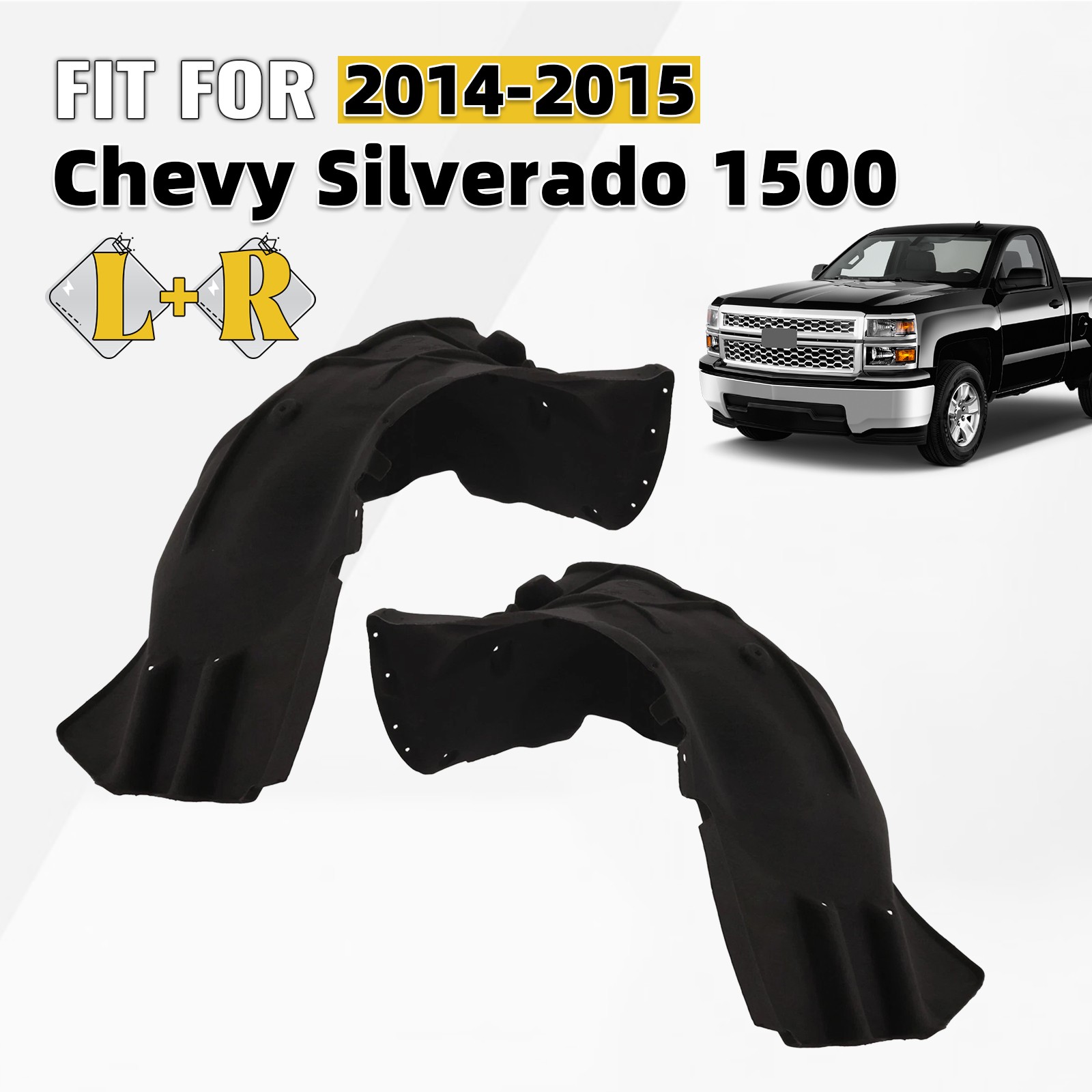 Fender Liner Inner Panel For 2014 2015 Chevy Silverado 1500 Left + Right Pair