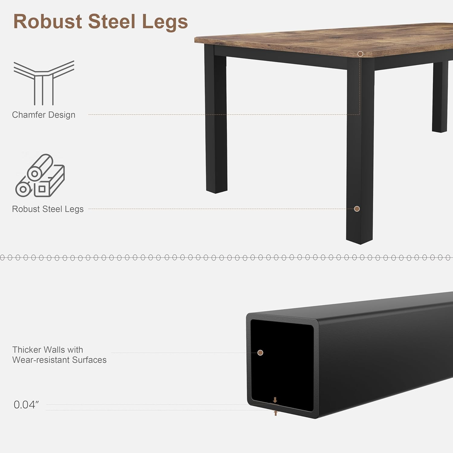 Industrial 78.7" Dining Table for 6-8, Sturdy Metal Frame, Multi-Use