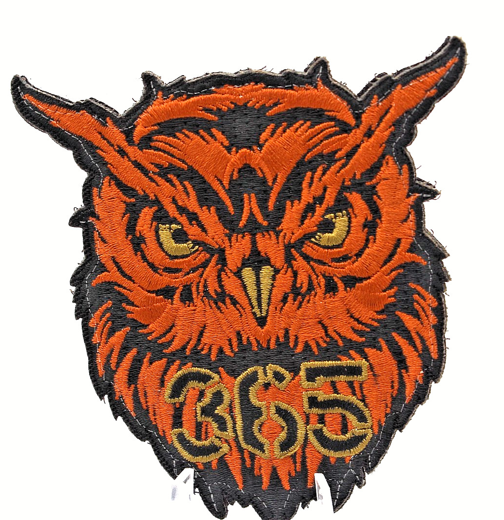Vintage Owl Head 365 Patch Embroidered Tactical Uniform Shoulder Badge
