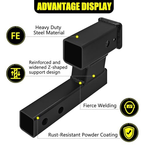 Trailer Receiver Hitch Riser Hitch riser 2" adapter black - 4-inch Rise/Drop