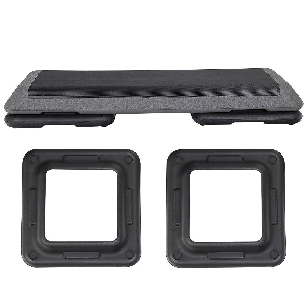 2PCS 43'' Aerobic Step Platform Adjustable Exercise Workout Stepper w/4 Riser
