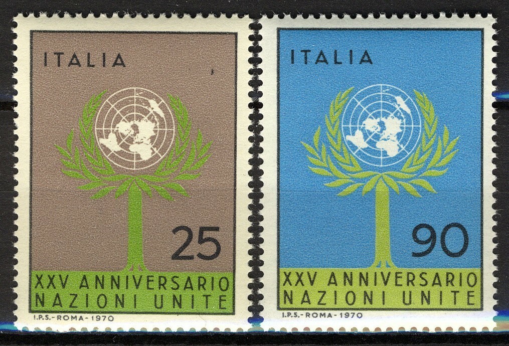 Italy 1970, United Nations 25 years anniv set VF MNH, Mi 1319-1320