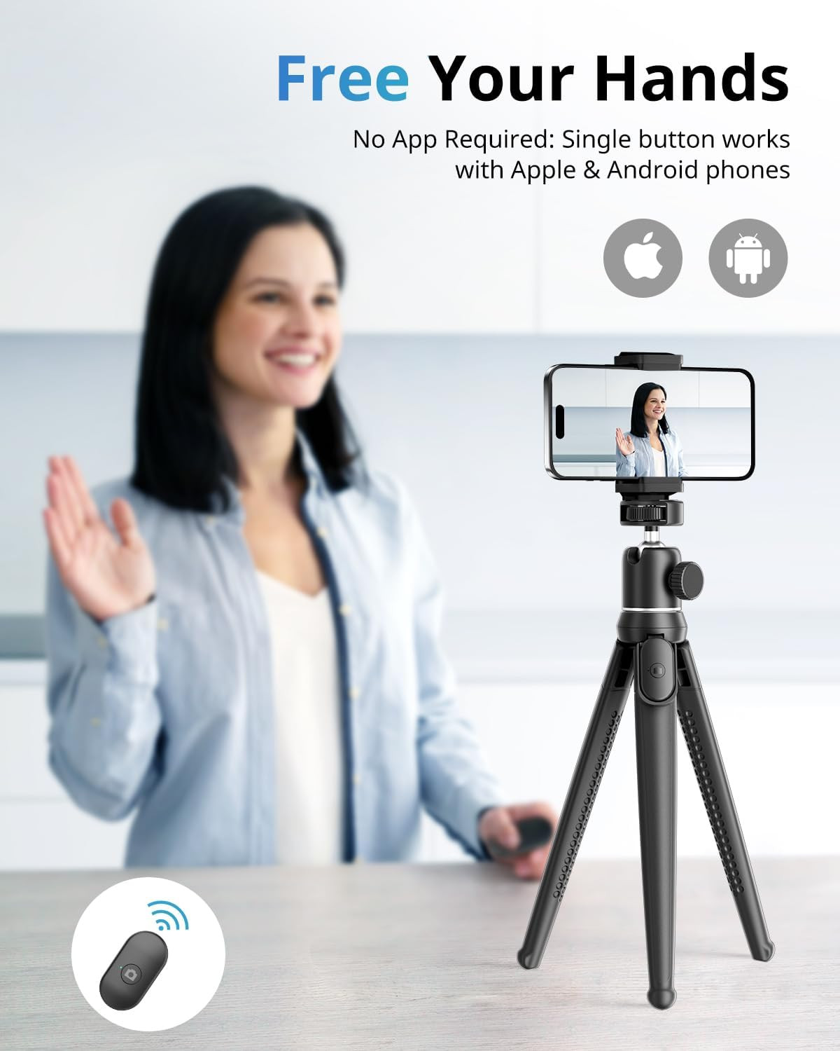 Ubeesize Camera Tripod with Remote, Flexible Tripod Stand with Phone Holder and