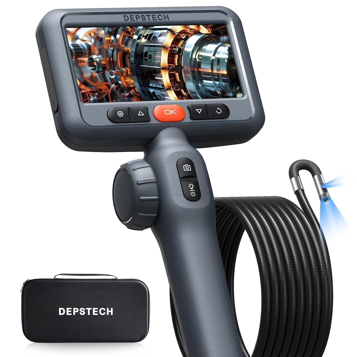 Used DEPSTECH 5FT Articulating Endoscope Dual Lens Industrial Inspection Camera