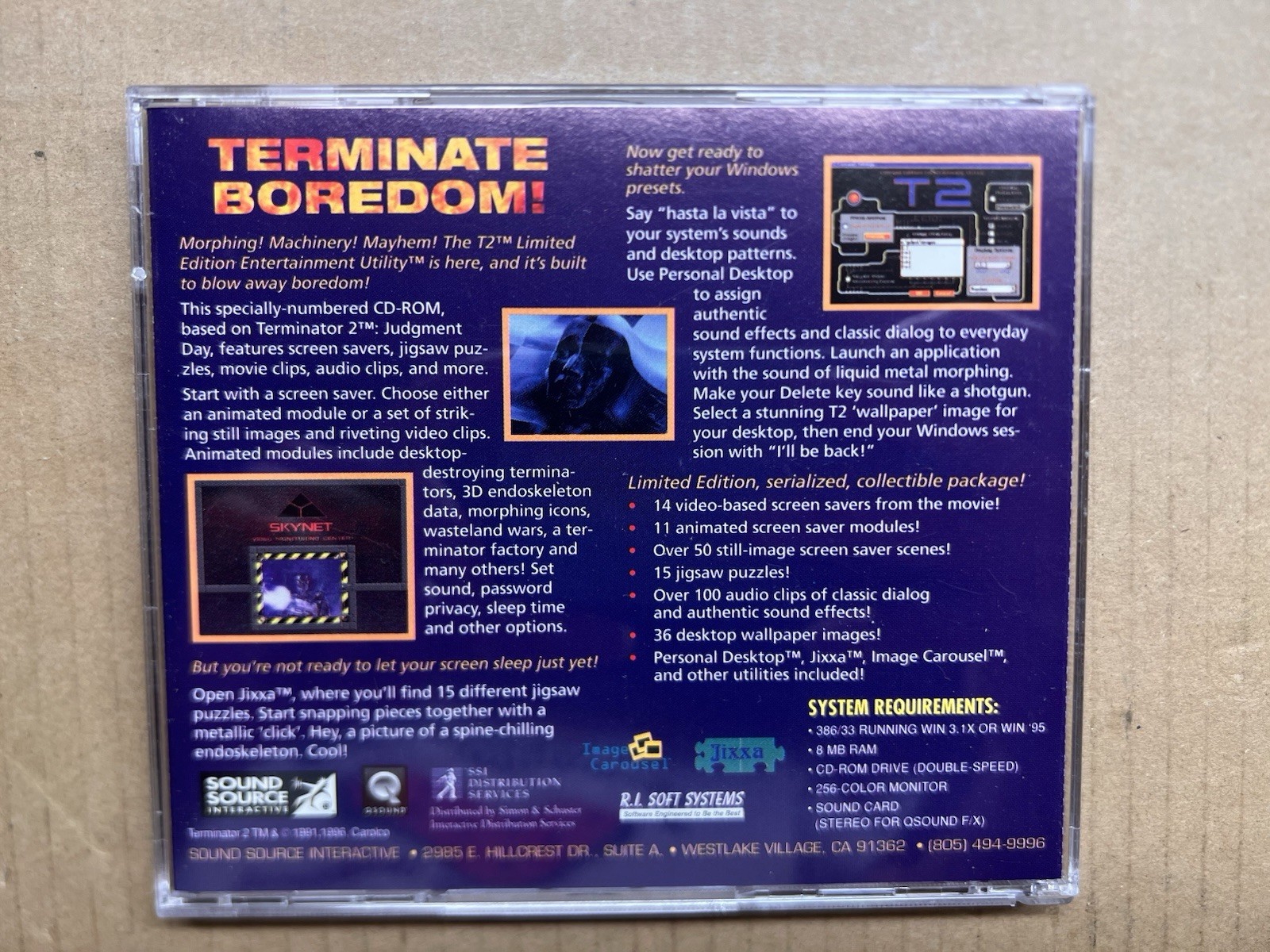 Terminator 2 T2 Limited Edition CD-ROM Entertainment Utility for Windows