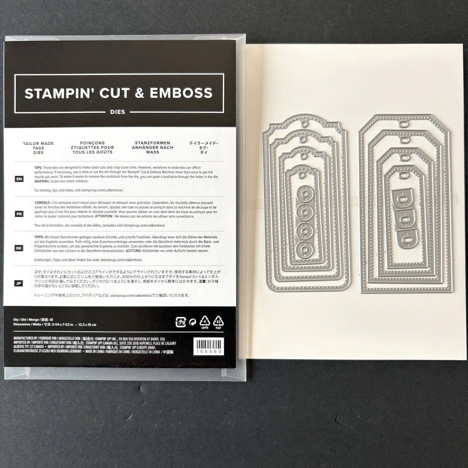 Stampin Up Tailor Made Tags Set of 10 Framelits 155563 Metal Cutting Dies Die