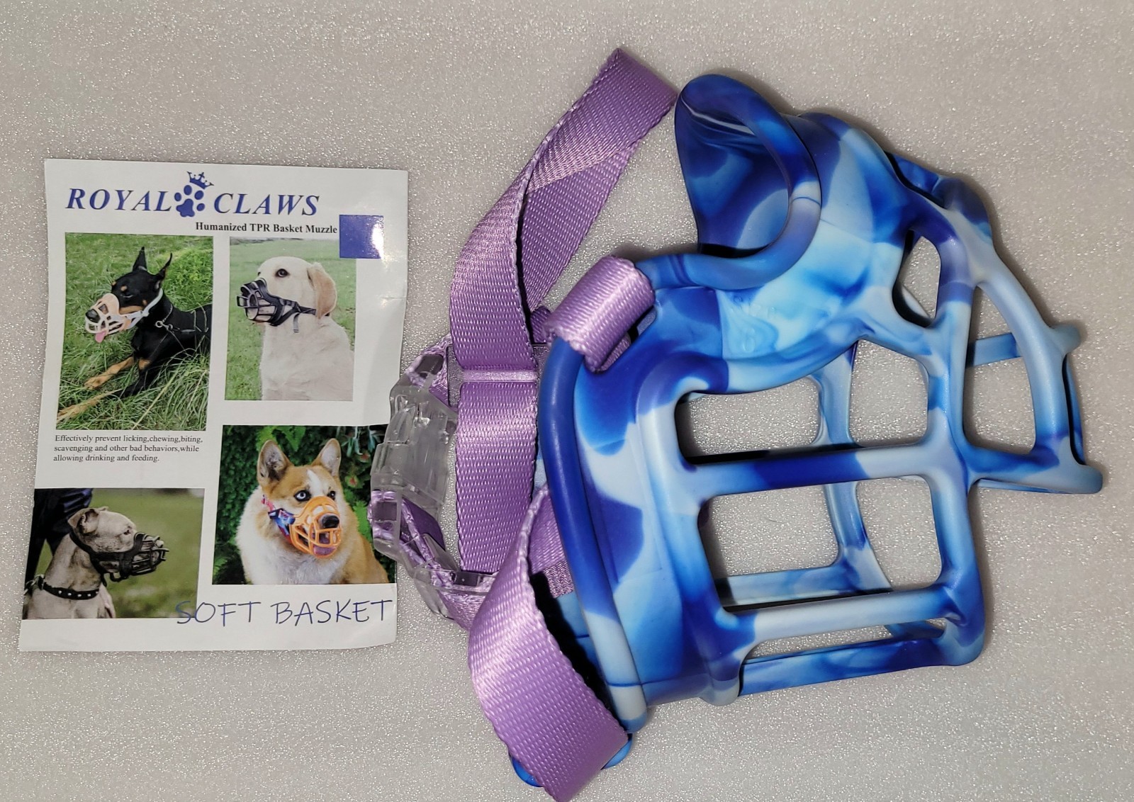 Royal Claws Dog Muzzle Basket Anti Biting Chewing Sturdy Lightweight NEW *SIZE 6