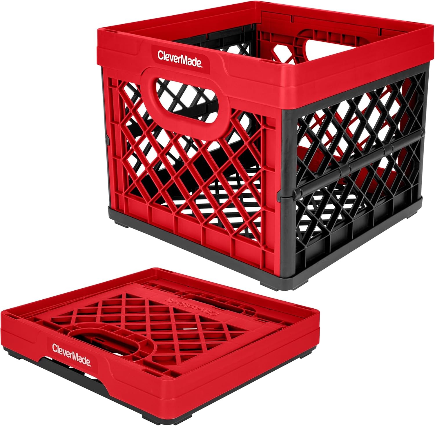 Collapsible Milk Crate 25L (6.6 Gal), 50 lb Heavy Duty Folding Crate – Stacka...