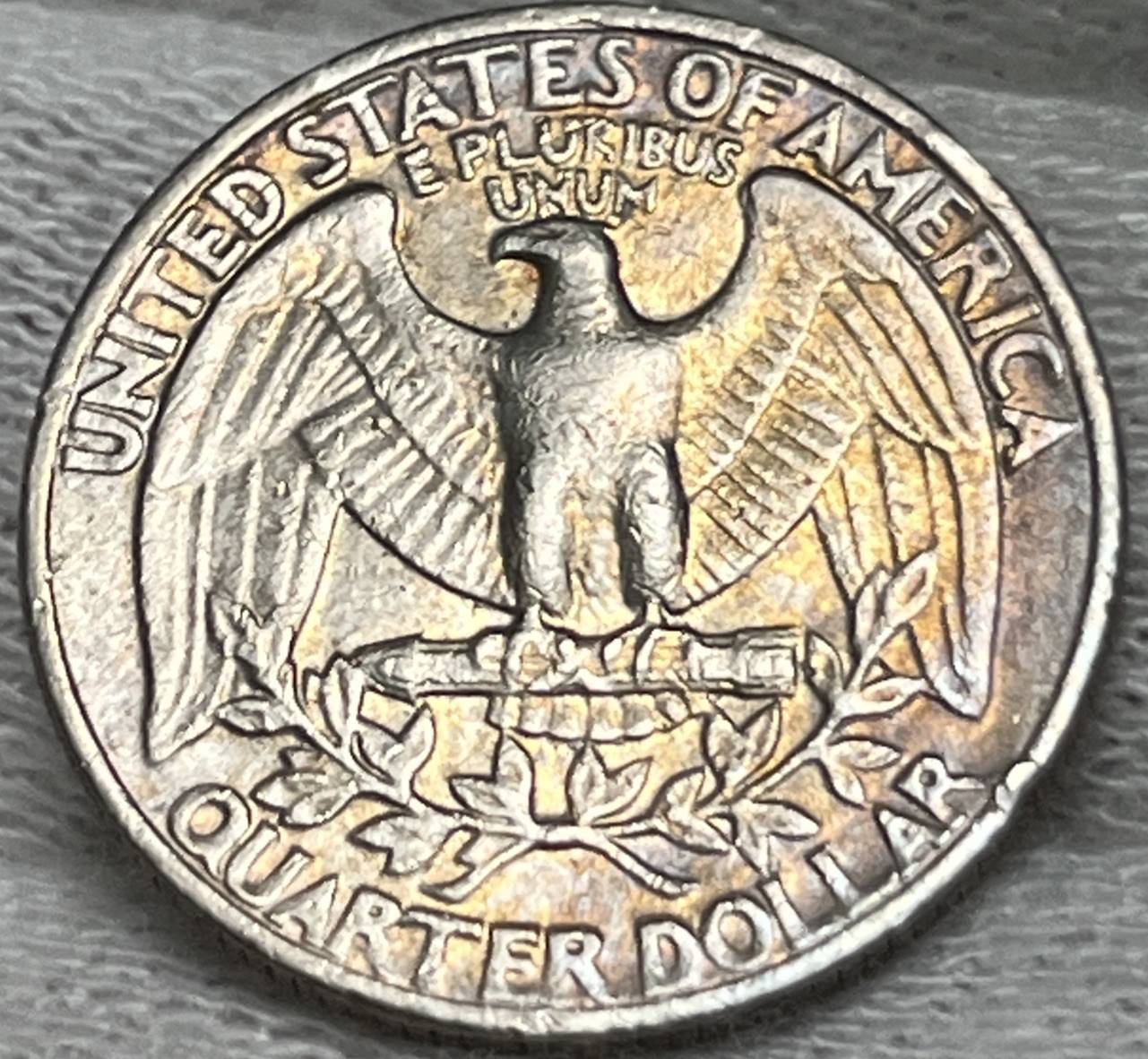 1981 P Washington Quarter Errors DDR Strike Through Grease Rainbow Toning