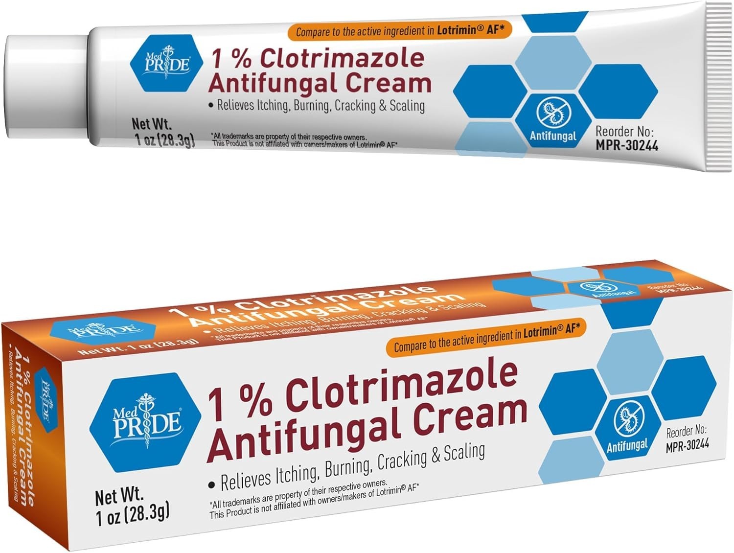 MED PRIDE 1% Clotrimazole Antifungal Cream 1oz- Fungus Skin Care Treatment with