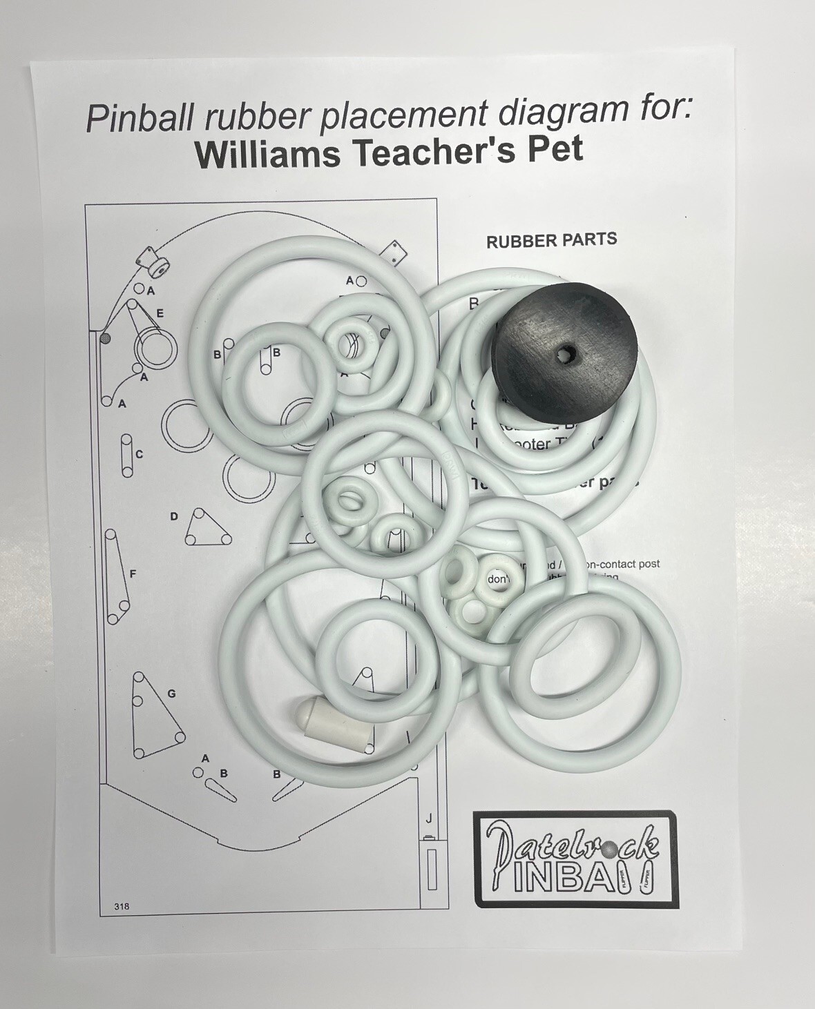 1965 Williams Teacher's Pet Pinball Machine Rubber Ring Kit
