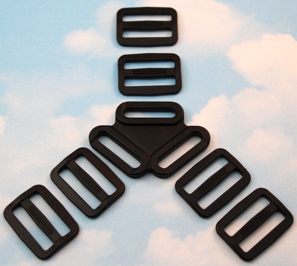 WEBBING 3-WAY SPLITTER ~ BLACK FOR 1" WEBBING ~ 7 PC. ~ STANDARD ADJUSTERS