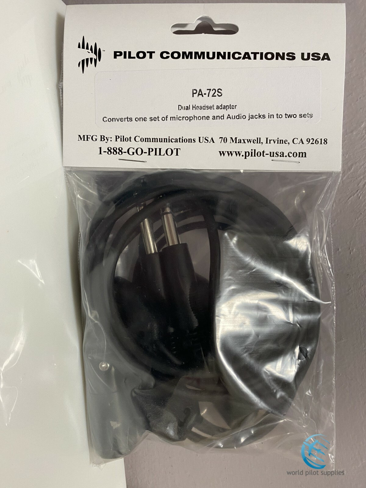 NEW PILOT-USA DUAL G/A HEADSET ADAPTER (Splitter), p/n PA-72S