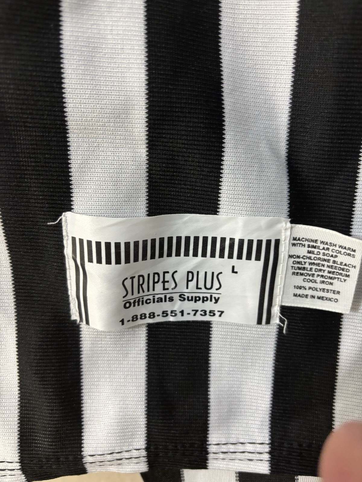 Strips Plus Athletic Ref Shirt Referee Umpire Black White Size L Long Sleeve