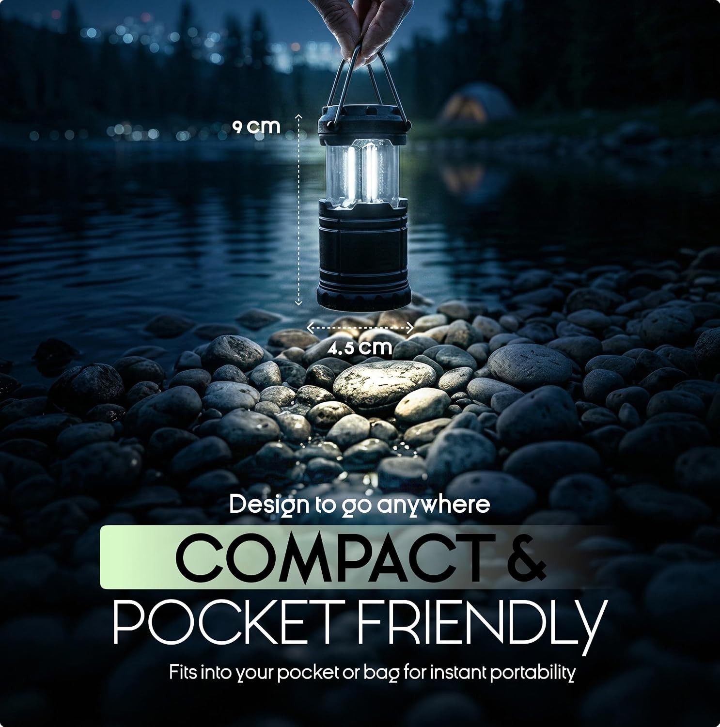LED Camping Lantern Flashlight, Battery Powered, 300 Lumens, 2-Pack