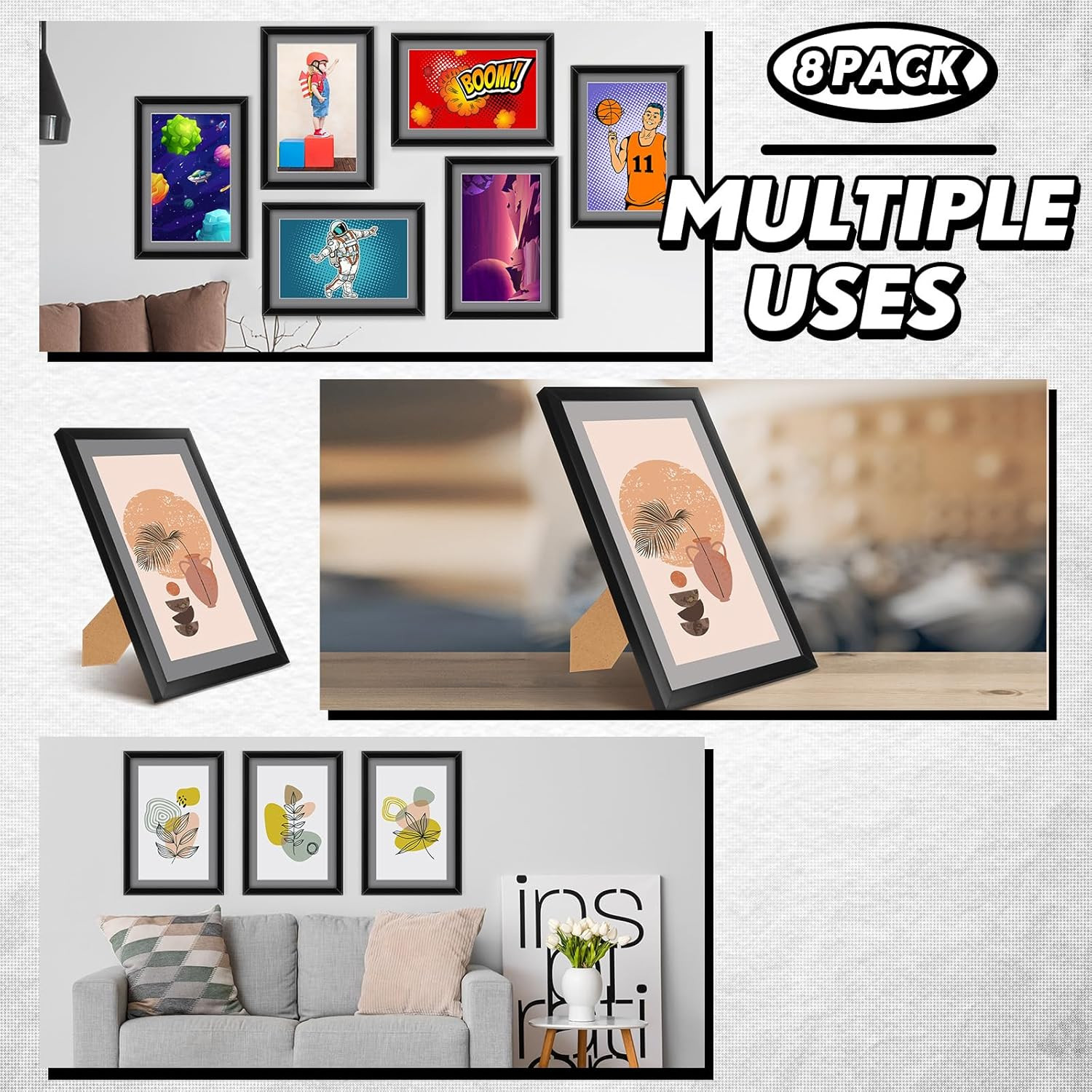 8 Pack Comic Book Frame, UV Protection, Comic Picture Magazine Frames Fits Curre