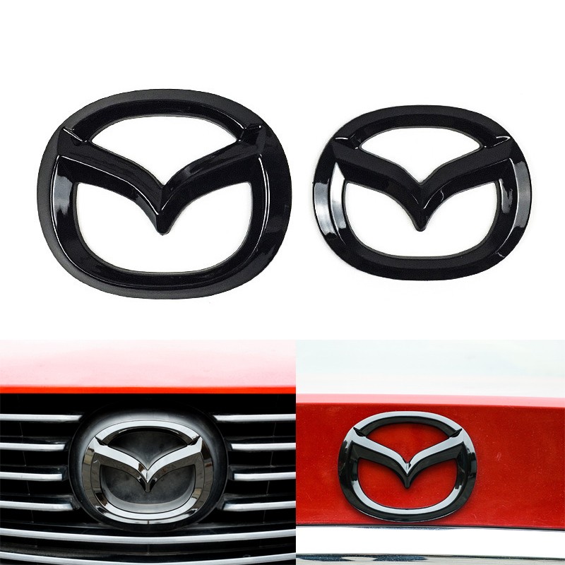 Front Grill Emblem Rear Trunk Emblem Badge for Mazda 6 Atenza 14-16 Gloss Black