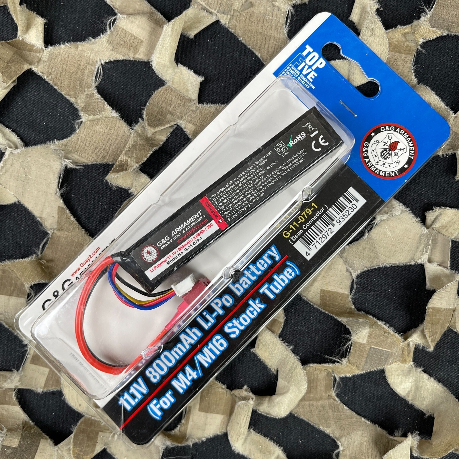 NEW G&G Armament 11.1v Li-Po 800mAh 20C Airsoft Battery For M4/M16 Stock Tube