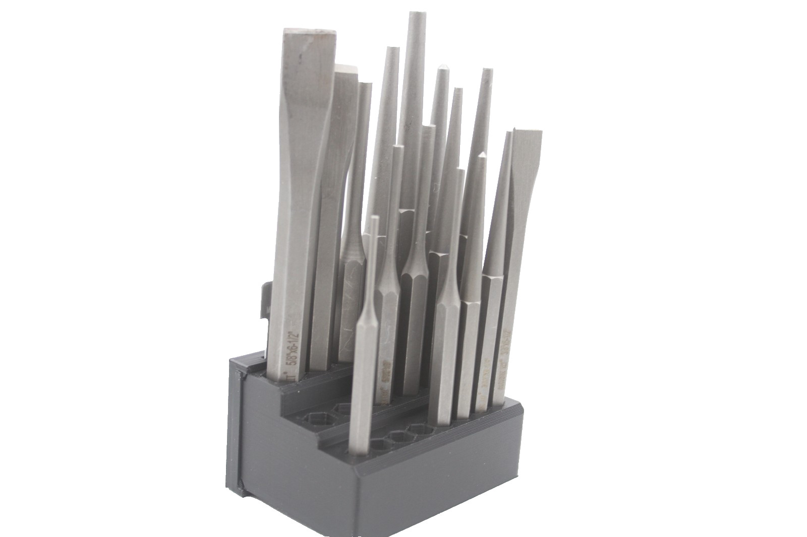 20-Hole Punch and Chisel Organizer Rack & Wall Mount – 3D Printed Storage