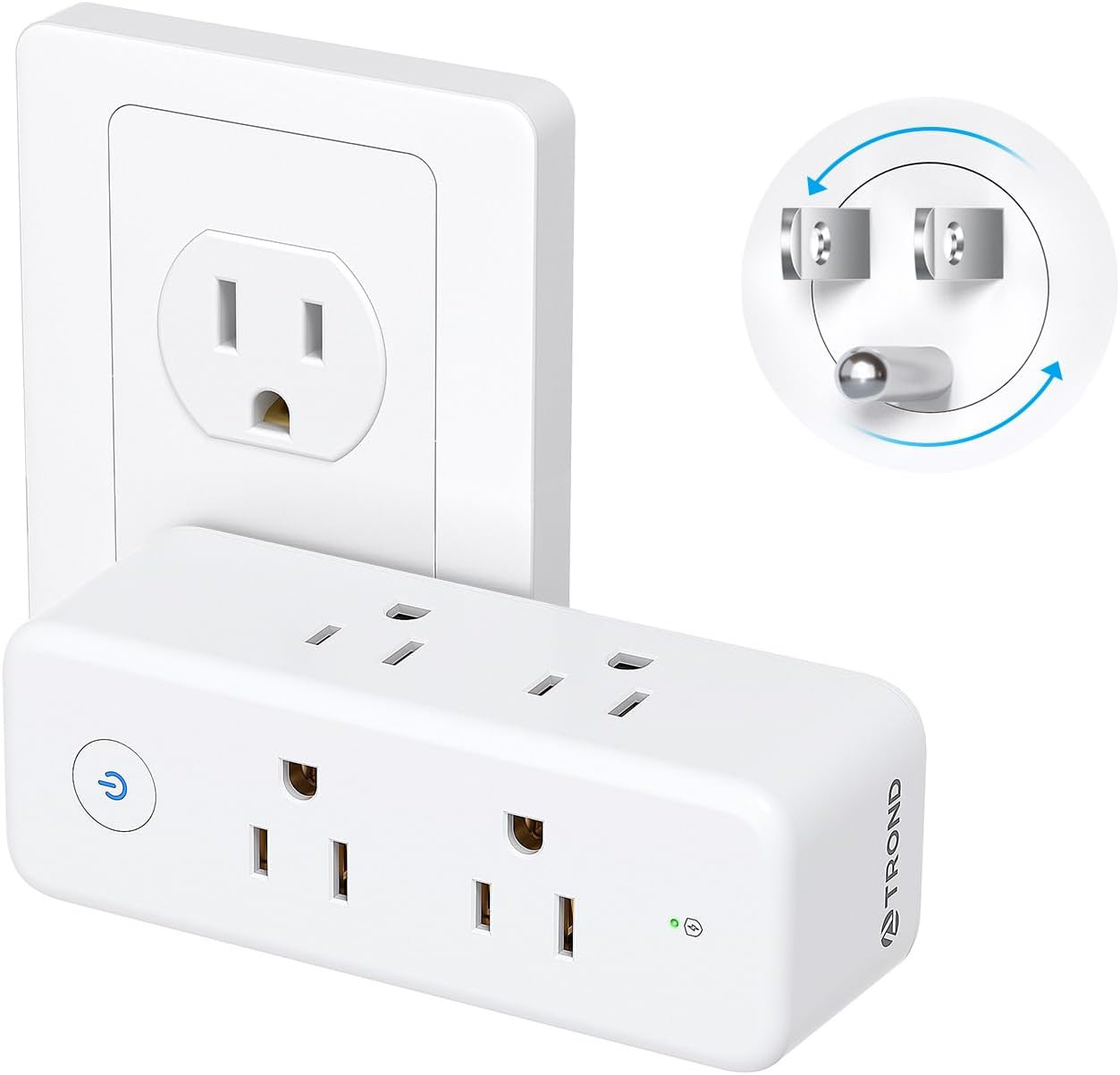 Outlet Extender Surge Protector 6 AC Outlet with 360° Rotating Plug for Travel