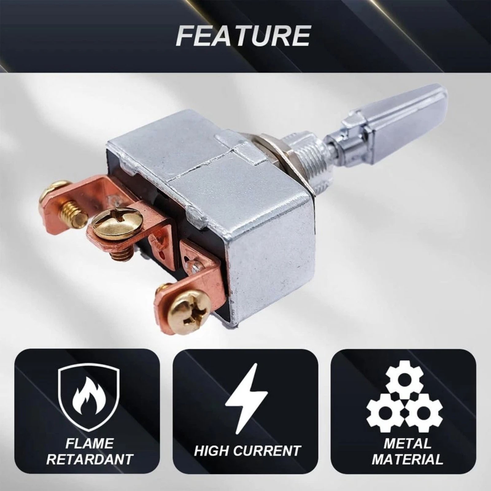12 Volt 50 Amp 3 Position Toggle Switch SPDT Self-Locking with Connection Wires