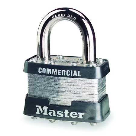 Master Lock 1Ka-2043 Padlock, Keyed Alike, Standard Shackle, Rectangular Steel
