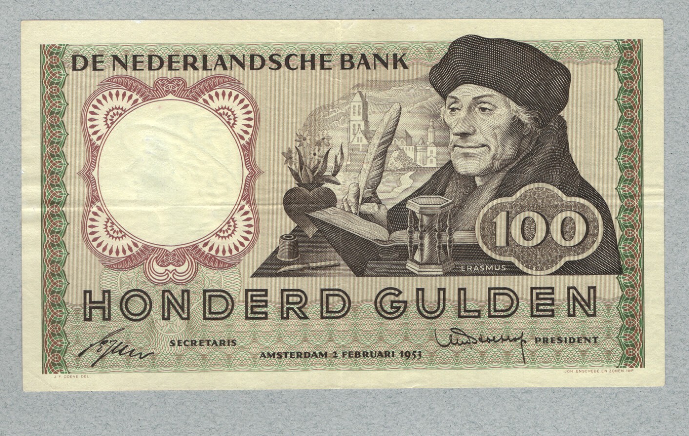 Netherlands 100 guilders 1953  P89   (150) VF+  Catalog price $170