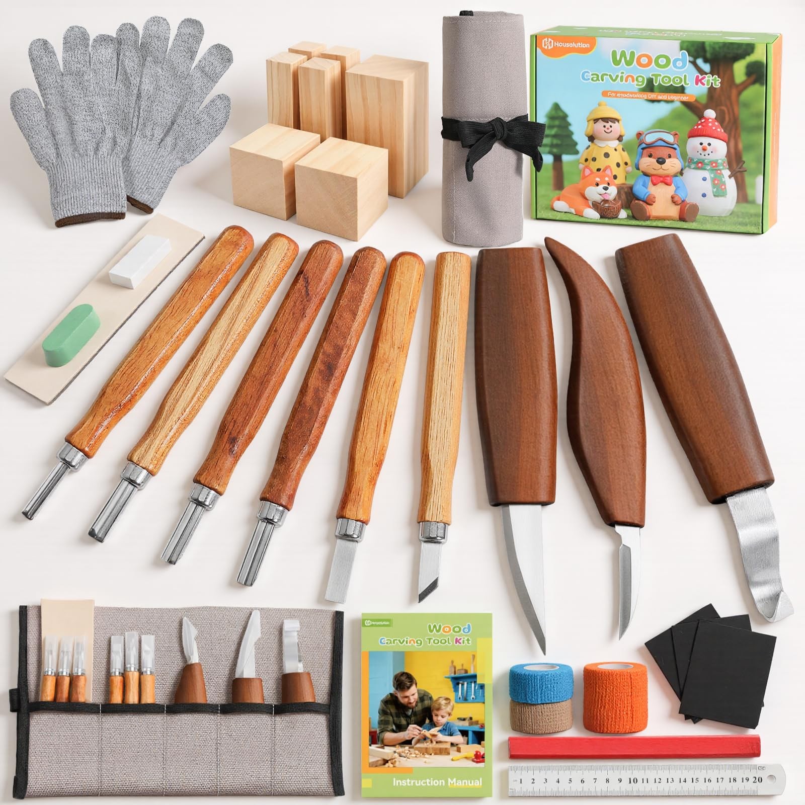 Wood Carving Kit with Carrying Bag, 29PCS Wood Carving Tools Whittling Kit In...